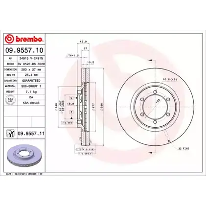 Тормозной диск BRECO BV 8520 V09E G 2362680 UXRIBH изображение 0