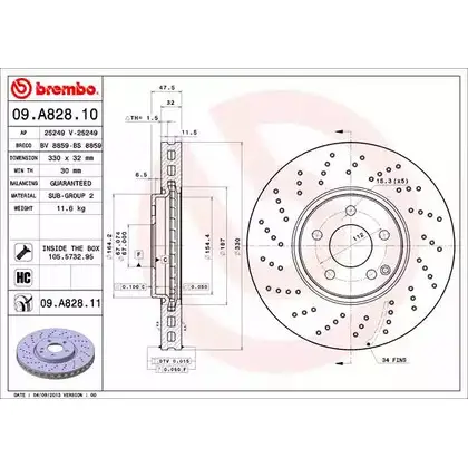 Тормозной диск BRECO 2362900 V3TE 0Y BV 8859 VAKQ4T