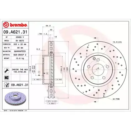 Тормозной диск BRECO 08OKM TM 2362909 BV 8870 3JFIW изображение 0