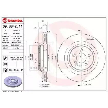 Тормозной диск BRECO D KKAA 2362914 UXXKXXK BV 8881
