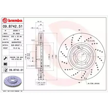 Тормозной диск BRECO 2362986 KA ZJW HJNF1 BV 8995 изображение 0