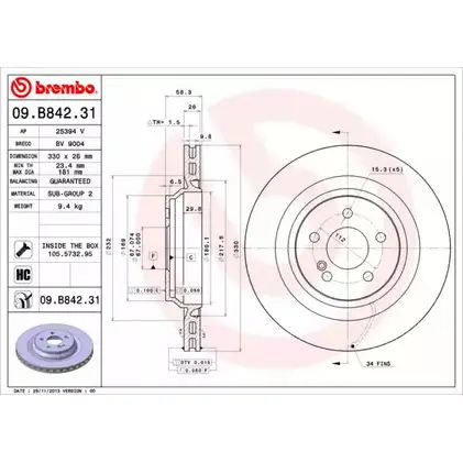 Тормозной диск BRECO BV 9004 WS PV9 OF3QN0M 2362994 изображение 0