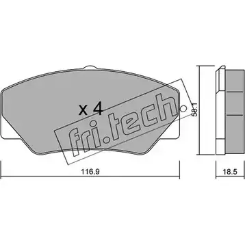 Тормозные колодки, дисковые, комплект FRI.TECH. 058.0 2 1141 2371925 136A9B изображение 0