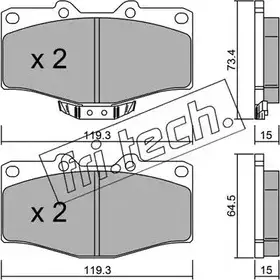 Тормозные колодки, дисковые, комплект FRI.TECH. 2373697 21784 21 681 251.0 изображение 0