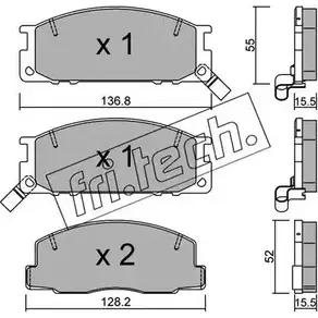 Тормозные колодки, дисковые, комплект FRI.TECH. 2373762 289.0 21781 2 1780 изображение 0