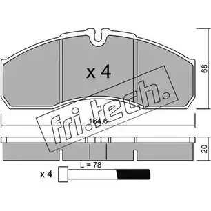 Тормозные колодки, дисковые, комплект FRI.TECH. 594.0 ITUG8MJ 2 9160 2374156 изображение 0