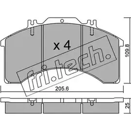Тормозные колодки, дисковые, комплект FRI.TECH. CKO2YFE 596.0 2 9032 2374164 изображение 0