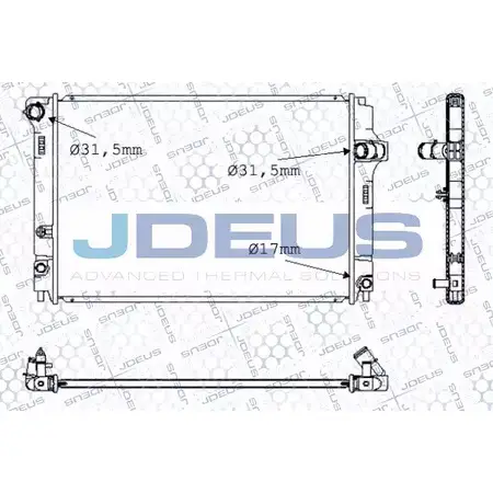Радиатор охлаждения двигателя JDEUS 028M93 2378368 I7 BI3 W28YTTN