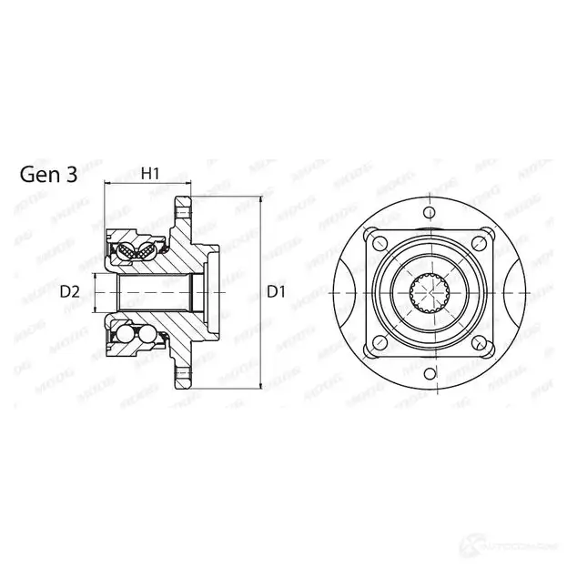Подшипник ступицы колеса MOOG OP-WB-11089 4044197610457 1323583 ROD W4 - Изображение 1