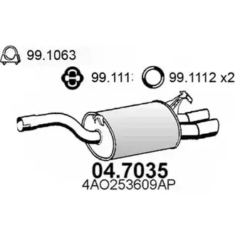 Глушитель ASSO 2403191 XSLVE 8 04.7035 изображение 0