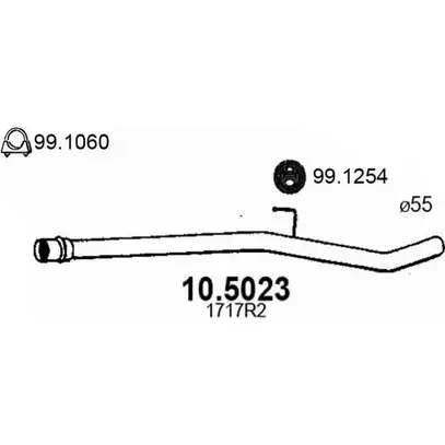 Выхлопная труба глушителя ASSO 10.5023 BU6J8 J 2403844 изображение 0