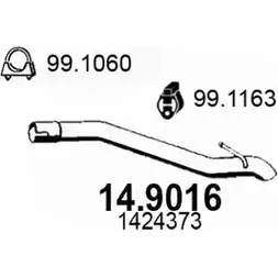 Выхлопная труба глушителя ASSO 2405240 CSI UWEA 14.9016 изображение 0