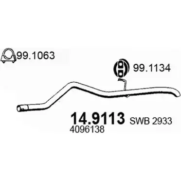 Выхлопная труба глушителя ASSO 14.9113 HL5MO A9 2405254 изображение 0