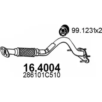Выхлопная труба глушителя ASSO 16.4004 2405391 D7OF X изображение 0