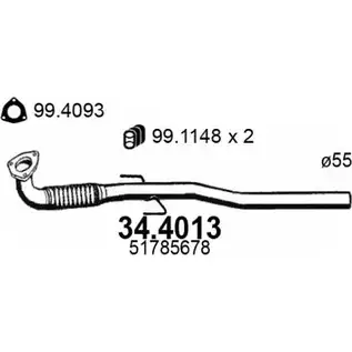 Выхлопная труба глушителя ASSO 2406504 34.4013 JD E766T изображение 0