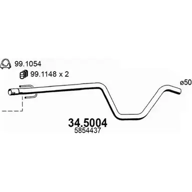 Выхлопная труба глушителя ASSO 34.5004 V6G LOO2 2406521 изображение 0