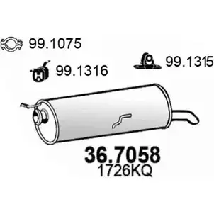 Глушитель ASSO 2407061 H3WJ ZU8 36.7058 изображение 0