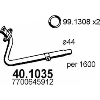 Выхлопная труба глушителя ASSO 2407192 6G 59SU5 40.1035 изображение 0