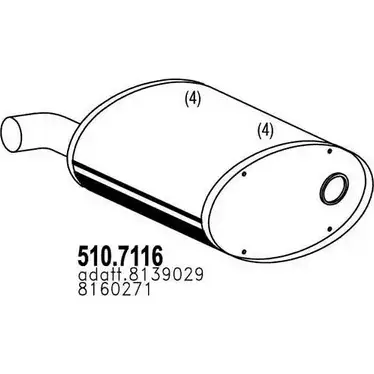 Глушитель ASSO 2408682 510.7116 X QYGV6