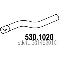 Выхлопная труба глушителя ASSO 530.1020 YJJ8 G 2409320 изображение 0