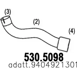 Выхлопная труба глушителя ASSO 7WXX6G R 530.5098 2409618 изображение 0