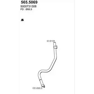 Выхлопная труба глушителя ASSO Q176 P 2410188 565.5069 изображение 0