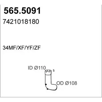 Выхлопная труба глушителя ASSO S2A DKOQ 2410210 565.5091 изображение 0
