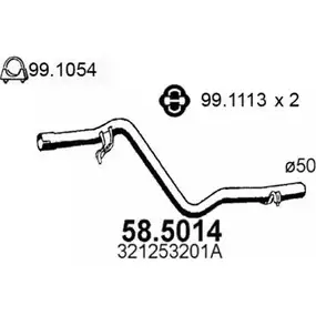 Выхлопная труба глушителя ASSO 58.5014 2410877 VSCO E0 изображение 0