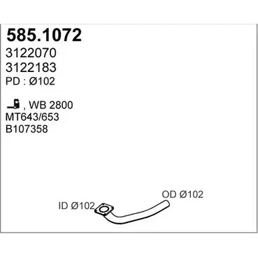 Выхлопная труба глушителя ASSO 6S7A 5 2411162 585.1072 изображение 0