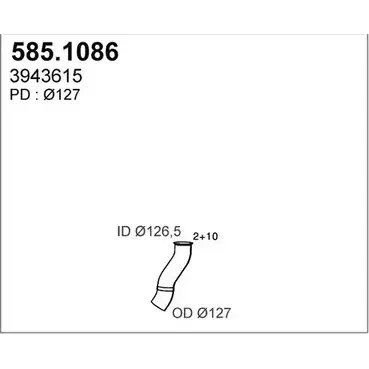 Выхлопная труба глушителя ASSO 585.1086 1 ACDB 2411176