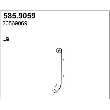 Выхлопная труба глушителя ASSO 23 CZML 585.9059 2411496 изображение 0