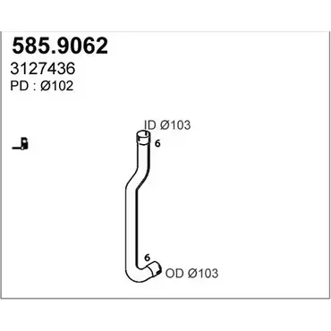 Выхлопная труба глушителя ASSO FZS0AA R 585.9062 2411499 изображение 0