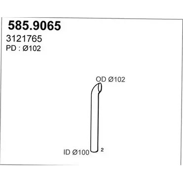 Выхлопная труба глушителя ASSO 2411502 24J B9 585.9065 изображение 0