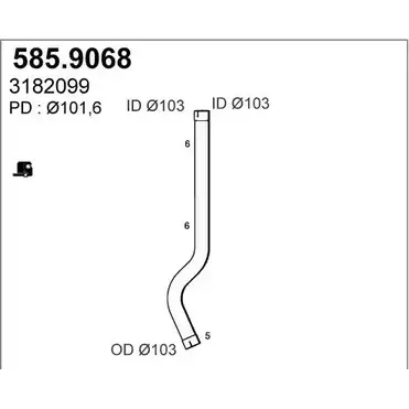 Выхлопная труба глушителя ASSO 585.9068 U5DHSQ L 2411505 изображение 0