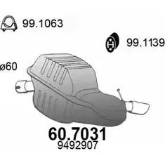 Глушитель ASSO 2411918 3KIJI 3 60.7031