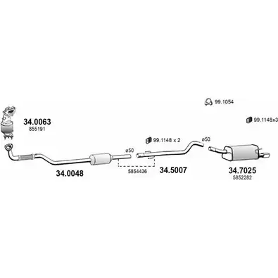 Выхлопная система ASSO ART3542 L5BT Z 2415938 изображение 0