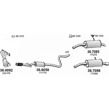 Выхлопная система ASSO 2416620 ART4395 NBD5 W9C изображение 0