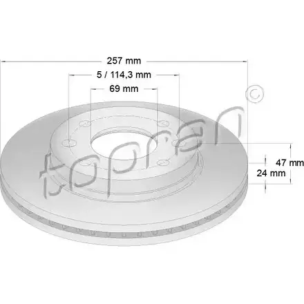 Тормозной диск TOPRAN W3D9M0 4 12LLZ0 820 426 2450254 изображение 0