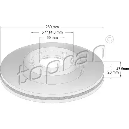 Тормозной диск TOPRAN 820 603 Y 88HB A8PI2O2 2450350 изображение 0