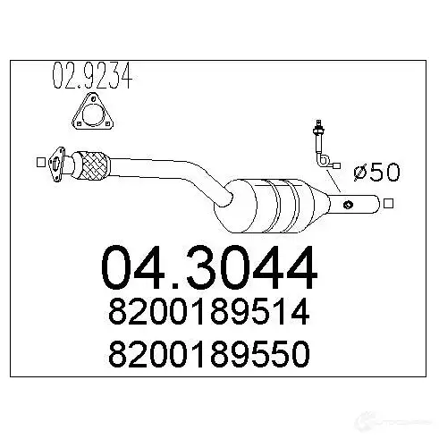 Катализатор MTS 043044 1701374 8033464310387 Y9J CW0