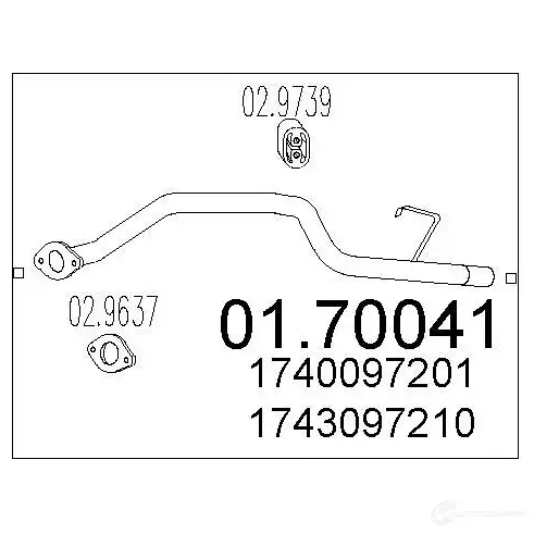 Выхлопная труба глушителя MTS 1699516 0170041 VIF0 Y 8033464434502 изображение 0