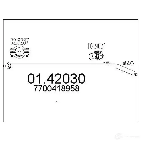 Выхлопная труба глушителя MTS X2 Q87 0142030 1695755 8033464014629 изображение 0