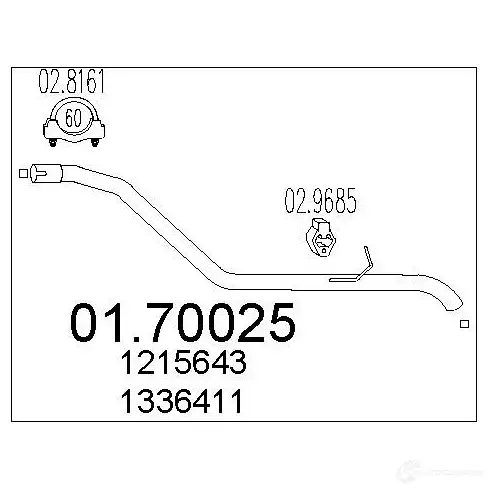 Выхлопная труба глушителя MTS 0170025 S YGGA 1699500 8033464307486 изображение 0
