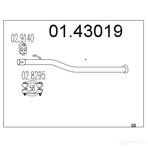 Выхлопная труба глушителя MTS 1695865 Y2X 5T 0143019 8033464434700