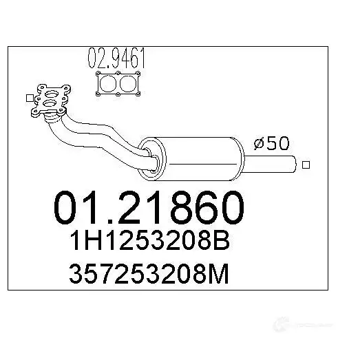 Выхлопная труба глушителя MTS 1695270 0121860 8033464011529 TNO FJA