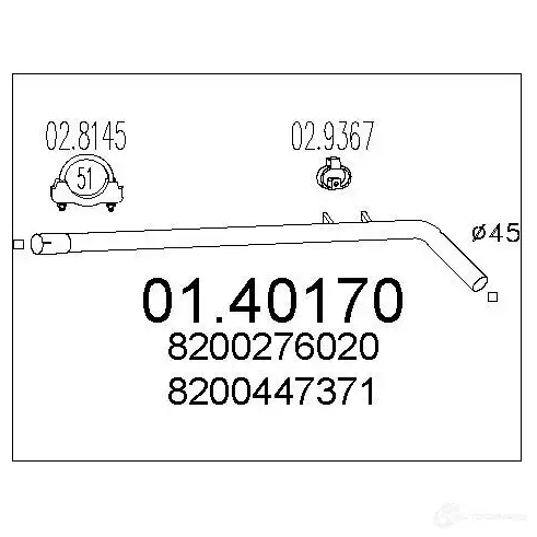 Выхлопная труба глушителя MTS 0140170 TGA F2AZ 8033464406189 1695512 изображение 0