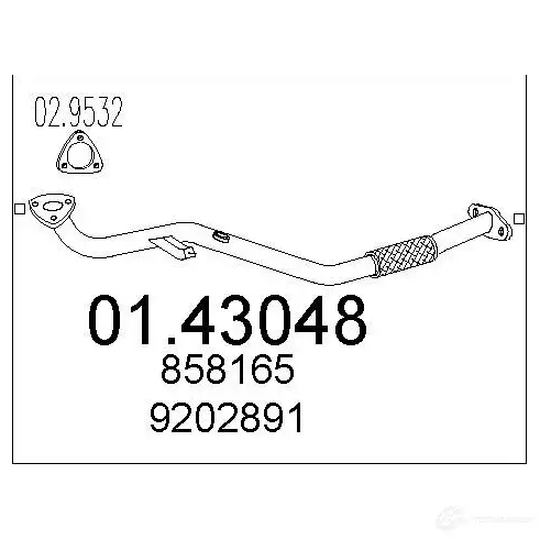 Выхлопная труба глушителя MTS 1695893 0143048 3DPC J1 8033464457556