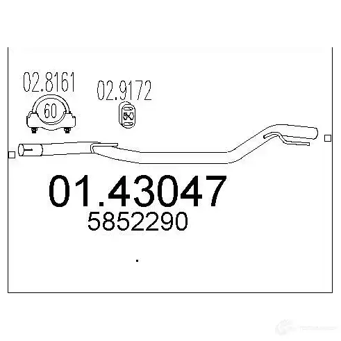 Выхлопная труба глушителя MTS 1695892 L1VF L 8033464457402 0143047