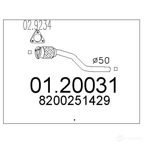 Выхлопная труба глушителя MTS L8W USRM 8033464898939 1695013 0120031