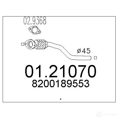 Выхлопная труба глушителя MTS 8033464406165 0121070 1695197 R5W 1UQ2 изображение 0